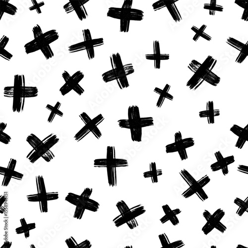 Seamless pattern with hand drawn cross symbols