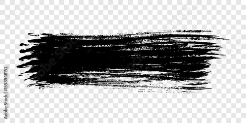 Black brush stroke on transparent background