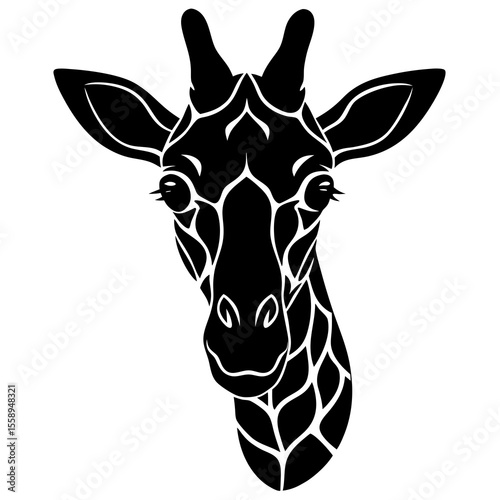 giraffe silhouette vector on white background