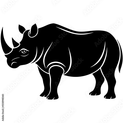 rhino vector silhouette on white background