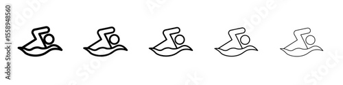 swim icon vector thin outline style sign