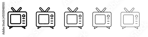 television icon vector thin outline style sign