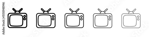 television icon vector thin outline style sign