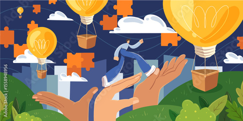 Vector Illustration of Collaborative Work Space
