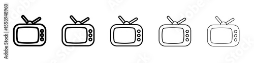 television icon vector thin outline style sign