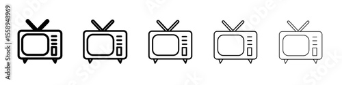 television icon vector thin outline style sign
