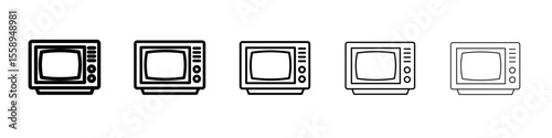 television icon vector thin outline style sign