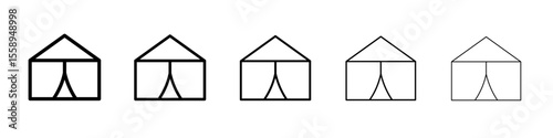 tent icon vector thin outline style sign