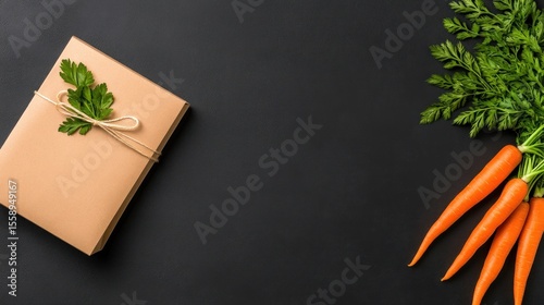 Rustic Gift and Fresh Carrots: A Healthy Present