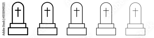 tomb stone icon vector thin outline style sign