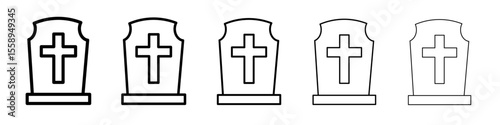 tombstone icon vector thin outline style sign