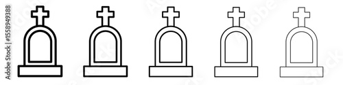 tombstone icon vector thin outline style sign