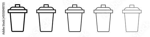 trash can icon vector thin outline style sign