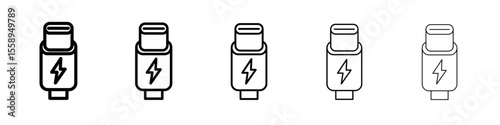 type c cable icon vector thin outline style sign