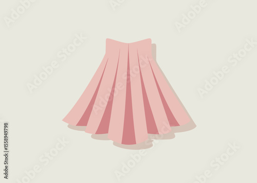 Elegant Pink Pleated Skirt Illustration