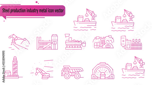 Steel production industry metal icon vector