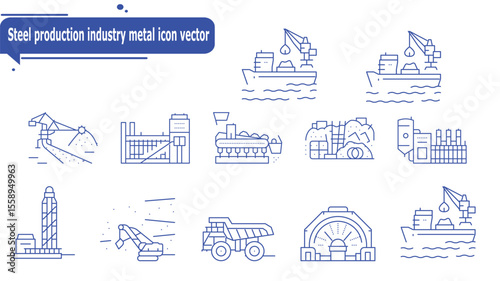 Steel production industry metal icon vector