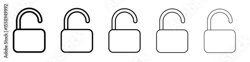 unlock icon vector thin outline style sign