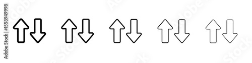 Up and down arrows icon vector thin outline style sign