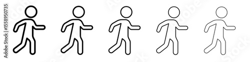 Walking Icon Single vector thin outline style sign