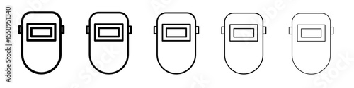 welding shield icon vector thin outline style sign