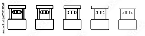 well icon vector thin outline style sign
