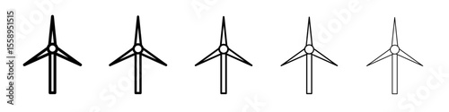 Wind power plant icon vector thin outline style sign