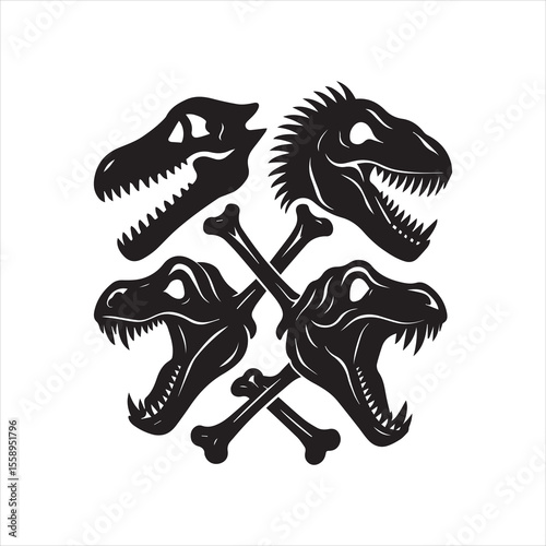 Dinosaur Fossil Silhouette Vector Elements