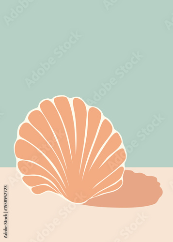 vector illustration of a seashell in pastel colors