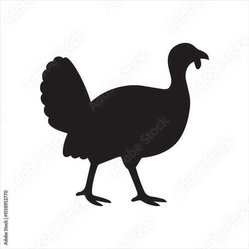 Silhouette turkey fowl black shape vector illustration
