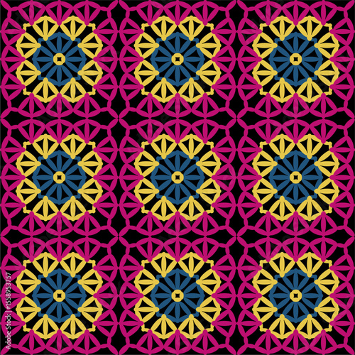 Pattern with crochet granny square wallpaper handmade decorative art design print	
