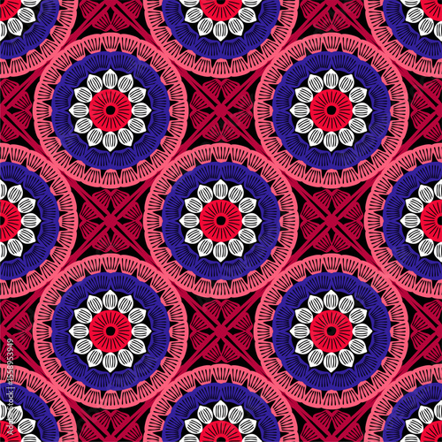 Pattern with crochet granny square wallpaper handmade decorative art design print	
