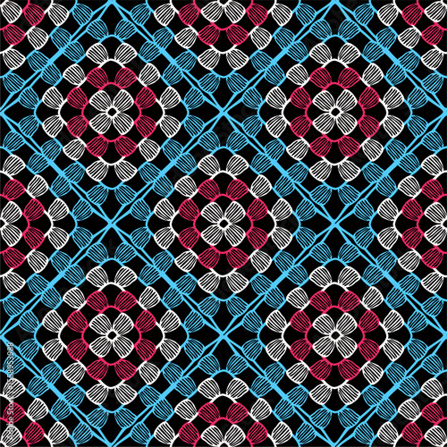 Pattern with crochet granny square wallpaper handmade decorative art design print	
