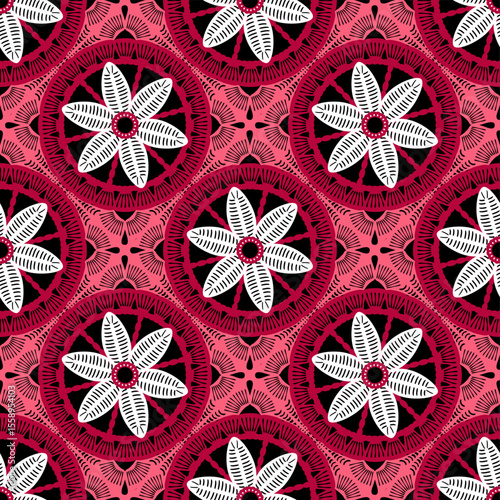 Pattern with crochet granny square wallpaper handmade decorative art design print	
