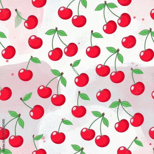 Vibrant Cherry Pattern Design on Soft Background for Creative Projects