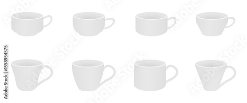 empty coffee cup set vector illustration isolated on white background.
