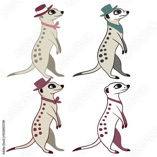 A fun vector illustration featuring a set of funny cartoon dogs and a cute baby giraffe, perfect for a wild jungle safari art collection