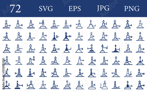 Bunsen burner Outline Icon Collection Vector Illustration in Modern Line Style. Minimalist Design Elements for Apps, Websites, and Branding. Simple Stroke Icons Set Stock Art for Designers.