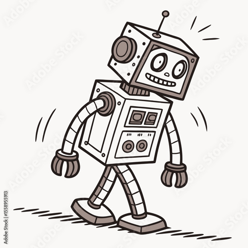 funny cartoon robot vector
