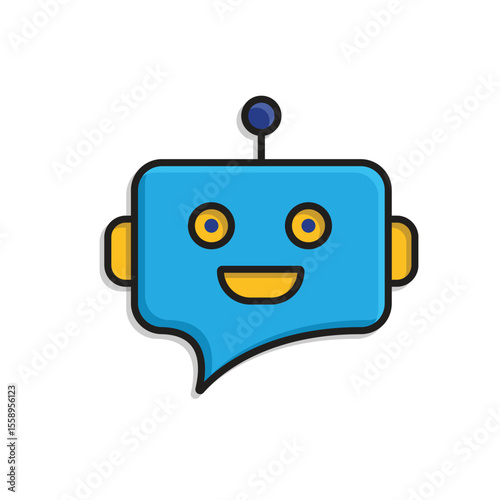 ai icon. AI Personal Assistant. Chatbot avatar. Friendly robot face with chat bubble. UI, education. isometric design style