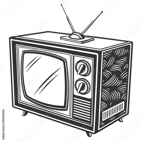 Retro television with antenna: a vintage icon of broadcast entertainment