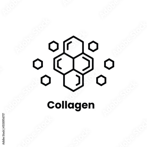 Collagen molecule structure isolated on white background in a vector icon
