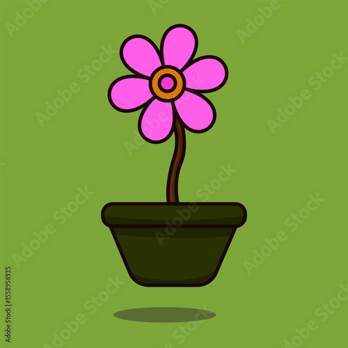Pink Flower on the Vase Illustration clip art