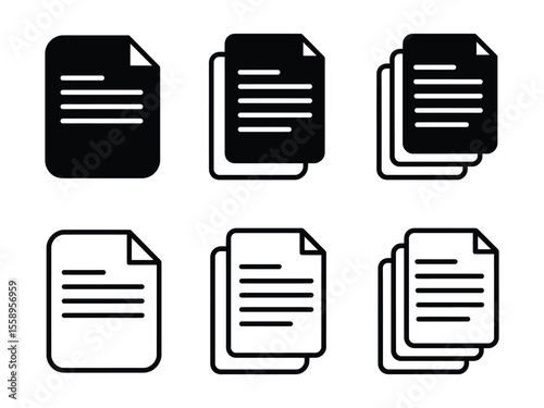 A black document icon represents files and pages isolated on white background
