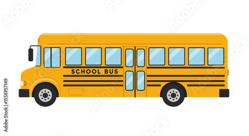 Classic Yellow School Bus Illustration  ideal for educational themes, back-to-school materials, transportation concepts, and child safety.
