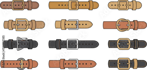 Collection of Stylish and Versatile Leather Belts with Various Buckle Designs, Essential Fashion Accessories for Men and Women, Perfect for Jeans, Trousers, and Dresses, Elevating Everyday Outfits