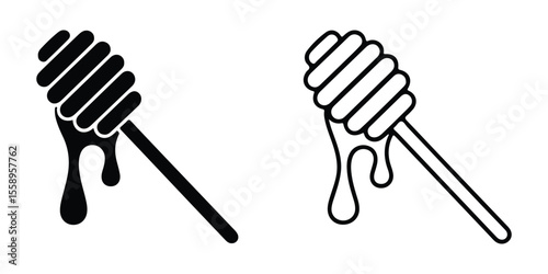 Two honey dipper icons in black isolated on white background