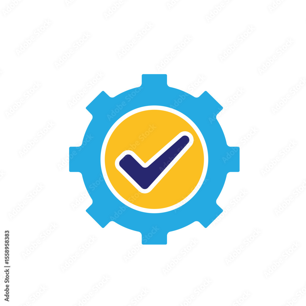 ai icon. AI Personal Assistant. Task automation. Gear moving with automatic checklist. UI, education. Flat design style ai icon. AI Personal Assistant. Task automation. Gear moving with automatic checklist. UI, education. Flat design style
