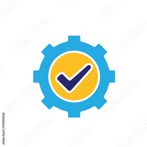 ai icon. AI Personal Assistant. Task automation. Gear moving with automatic checklist. UI, education. Flat design style