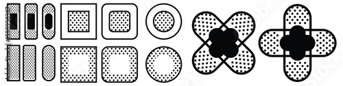 Medical patch icon set line art. Medical patch and plaster editable stroke outline icons set isolated on white background flat vector illustration.